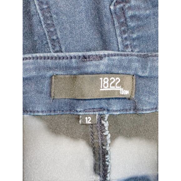 1822 Wide Leg Capri Denim Jean Dark Wash Big Pockets Mid Rise Womens Size 12 - Picture 3 of 6